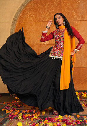Navratri Special Crepe Lehenga in Black