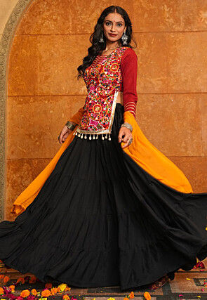 Navratri Special Crepe Lehenga in Black