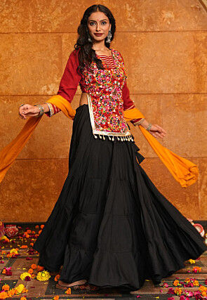 Navratri Special Crepe Lehenga in Black