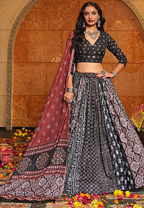 Navratri Special Crepe Lehenga in Black
