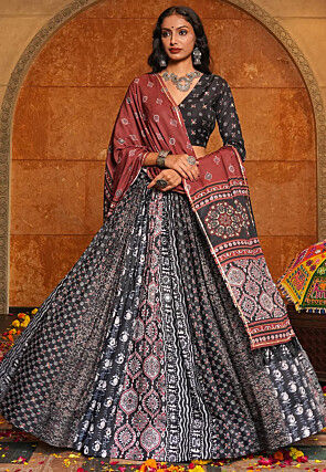 Navratri Special Crepe Lehenga in Black