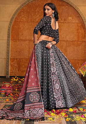 Navratri Special Crepe Lehenga in Black