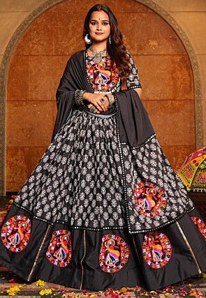 Navratri Special Crepe Lehenga in Black