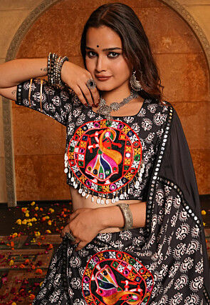 Navratri Special Crepe Lehenga in Black