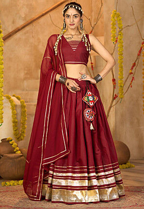 Navratri Special Crepe Lehenga in Maroon