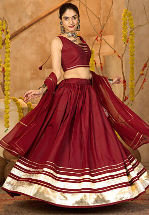 Navratri Special Crepe Lehenga in Maroon