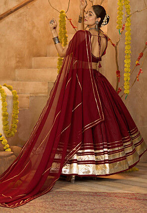 Navratri Special Crepe Lehenga in Maroon