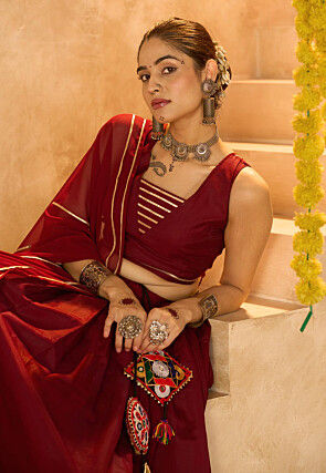 Navratri Special Crepe Lehenga in Maroon
