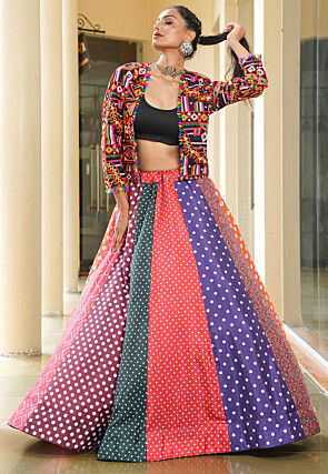 Navratri Special Crepe Lehenga in Multicolor