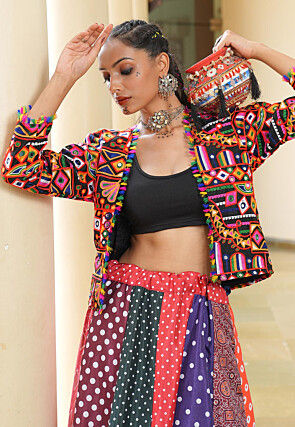 Navratri Special Crepe Lehenga in Multicolor