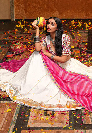 Navratri Special Crepe Lehenga in Off White