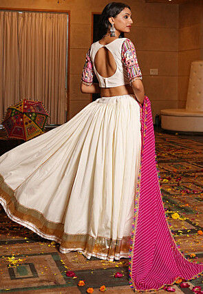Navratri Special Crepe Lehenga in Off White