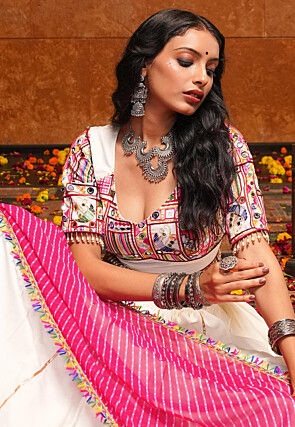 Navratri Special Crepe Lehenga in Off White