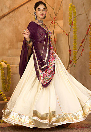 Navratri Special Crepe Lehenga in Off White