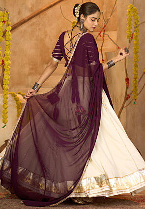 Navratri Special Crepe Lehenga in Off White