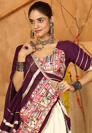 Navratri Special Crepe Lehenga in Off White