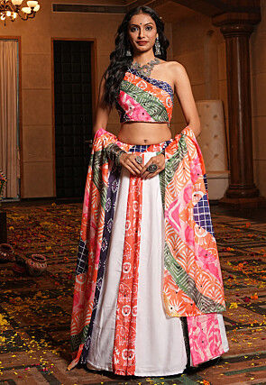 Navratri Special Crepe Lehenga in Off White