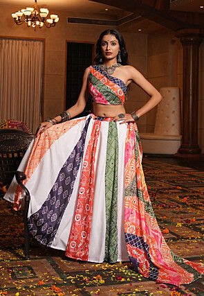 Navratri Special Crepe Lehenga in Off White