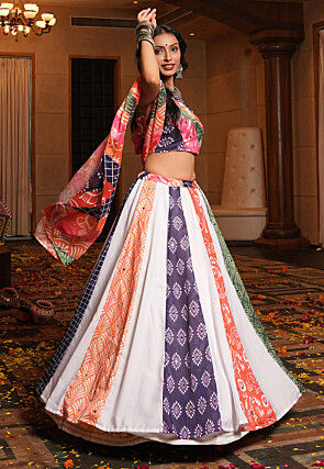 Navratri Special Crepe Lehenga in Off White