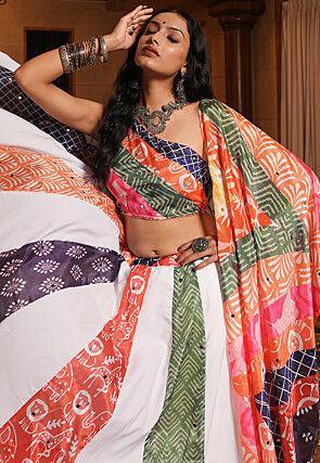 Navratri Special Crepe Lehenga in Off White