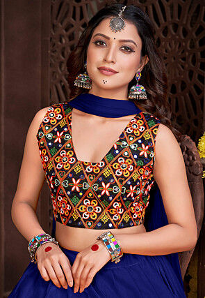 Navratri Special Crepe Lehenga in Royal Blue