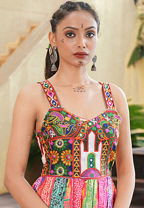 Navratri Special Crepe Tunic in Multicolor