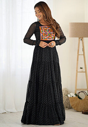 Navratri Special Georgette Gown in Black