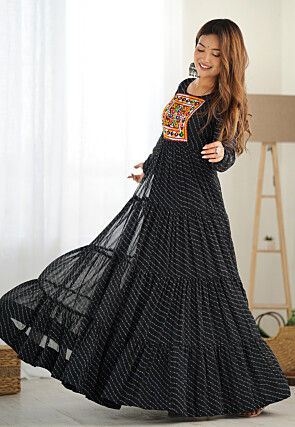 Navratri Special Georgette Gown in Black