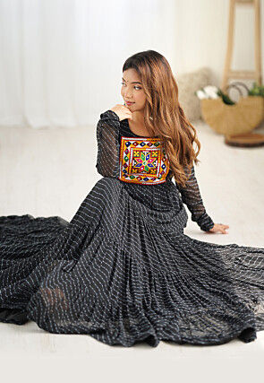 Navratri Special Georgette Gown in Black