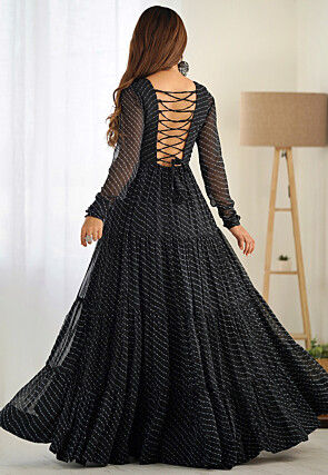 Navratri Special Georgette Gown in Black