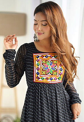 Navratri Special Georgette Gown in Black