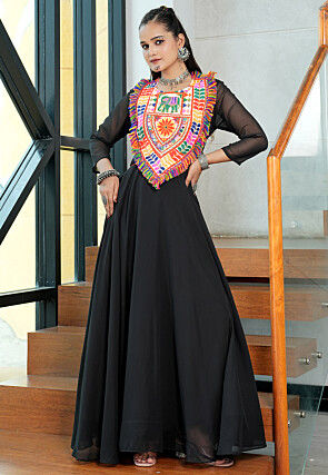 Navratri Special Georgette Gown in Black