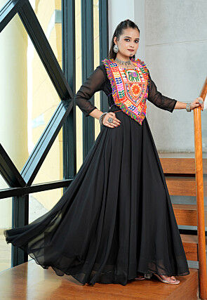 Navratri Special Georgette Gown in Black