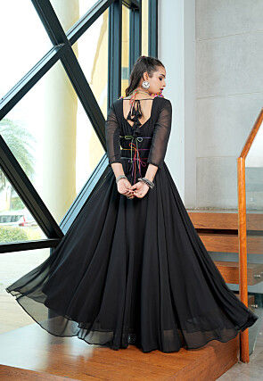 Navratri Special Georgette Gown in Black