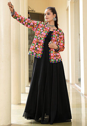 Navratri Special Georgette Gown in Black