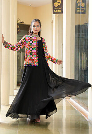 Navratri Special Georgette Gown in Black