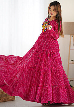 Navratri Special Georgette Gown in Pink