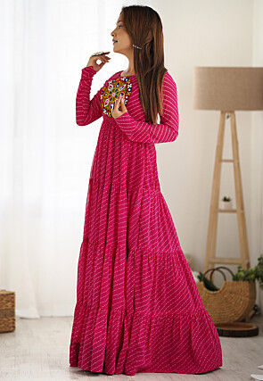 Navratri Special Georgette Gown in Pink