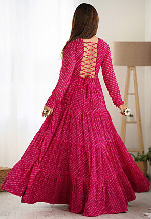 Navratri Special Georgette Gown in Pink