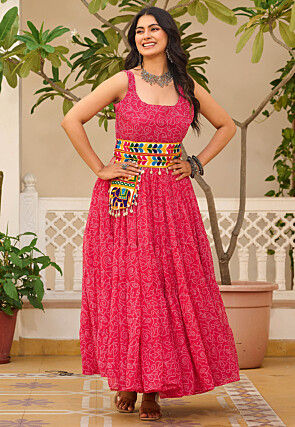 Navratri Special Georgette Gown in Pink