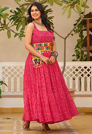 Navratri Special Georgette Gown in Pink