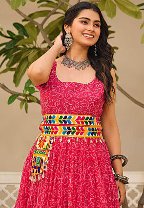 Navratri Special Georgette Gown in Pink