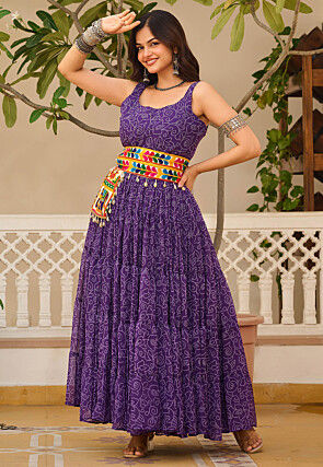 Navratri Special Georgette Gown in Purple