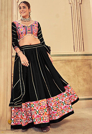 Navratri Special Georgette Lehenga in Black