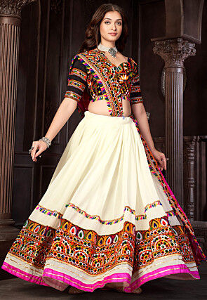 Navratri Special Georgette Lehenga in Cream