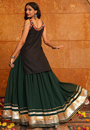 Navratri Special Georgette Lehenga in Dark Green