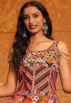 Navratri Special Georgette Lehenga in Dark Green