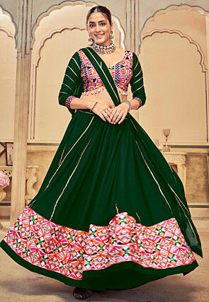 Navratri Special Georgette Lehenga in Green