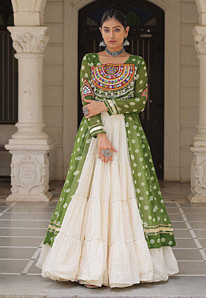 Navratri Special Georgette Lehenga in Light Green