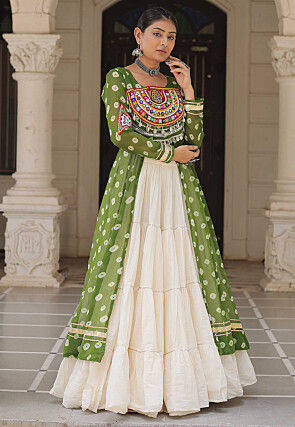 Navratri Special Georgette Lehenga in Light Green